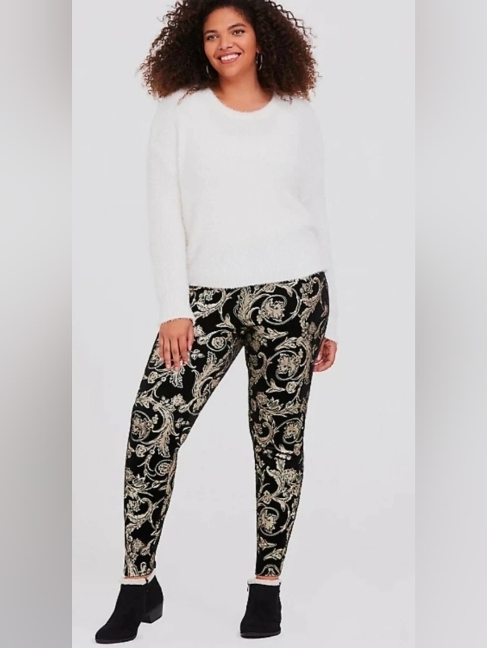 Torrid Black & Gold Velvet Leggings